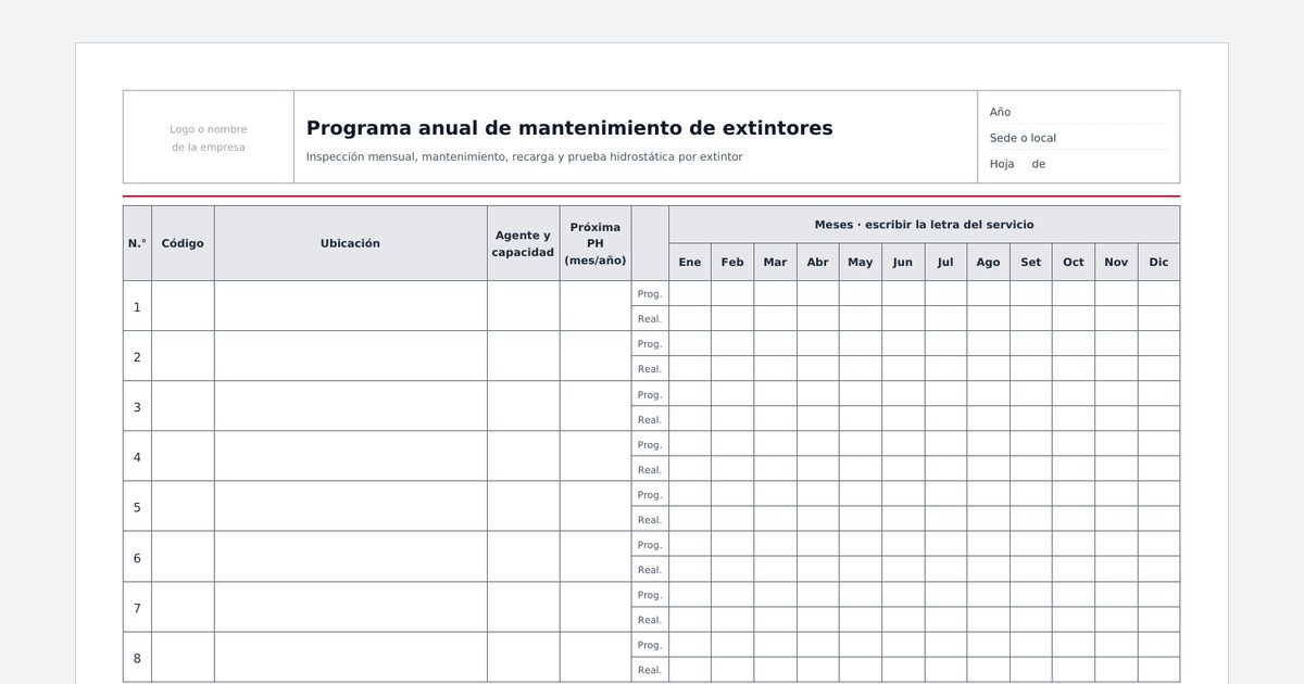 Programa anual de mantenimiento de extintores